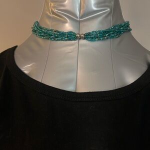Turquoise Multi-Strand Beaded Choker Necklace